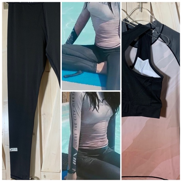 UPF 50 City Sea Ombre 2-pc swimsuit Rashguard top • Aqua athletic bra - Picture 14 of 16